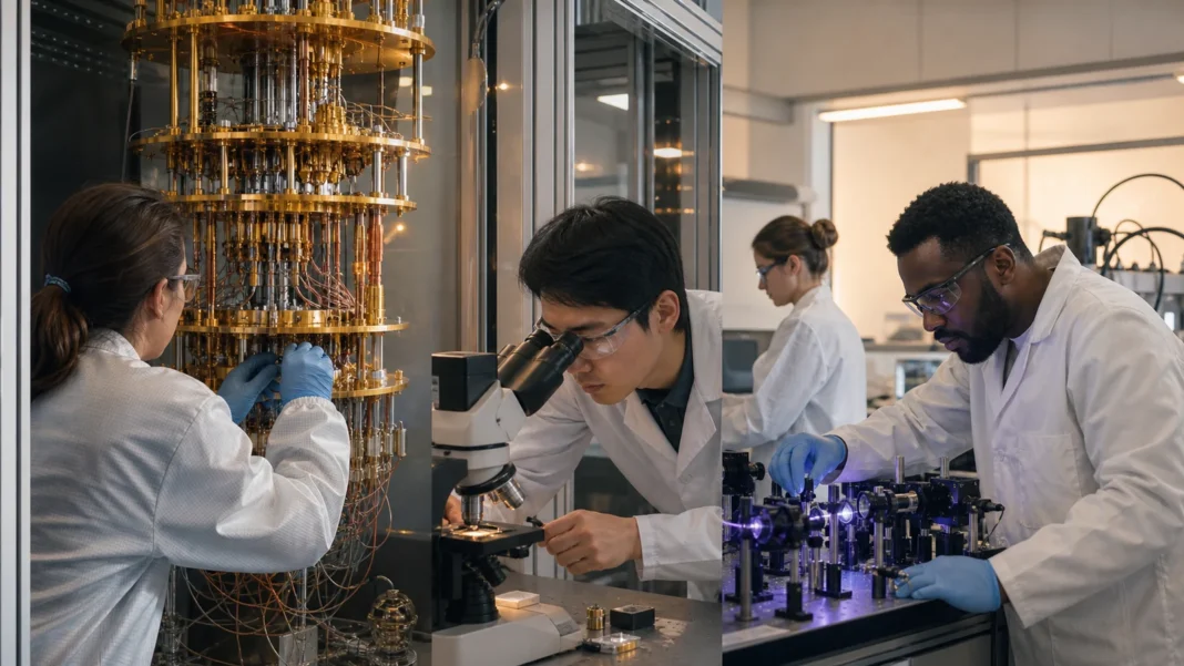 American researchers working with a quantum computer and precision sensing equipment